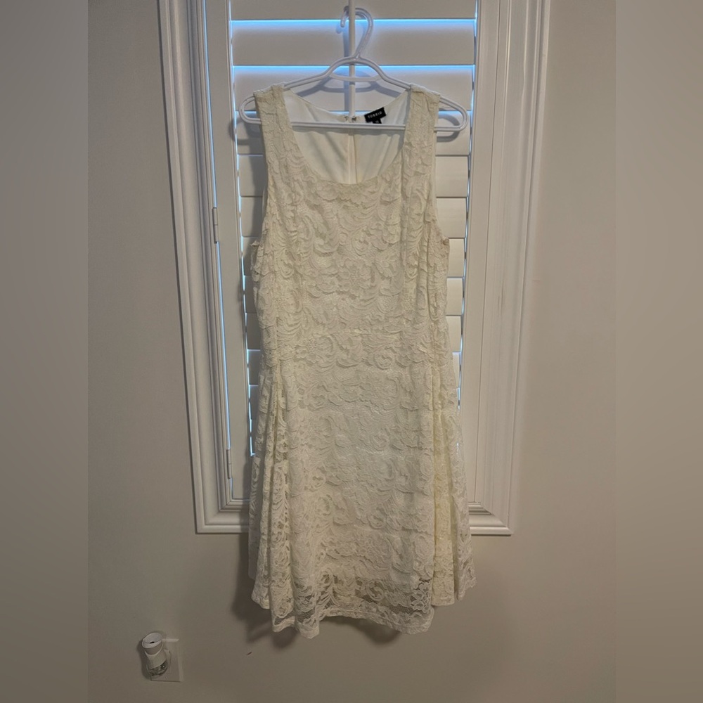 torrid Ivory Lace Fit-and-Flare Skater Cold Shoulder Dress